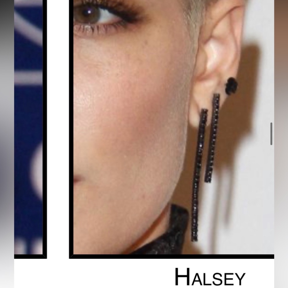 Zara Classic Black Gold Rectangular Earrings Os - image 2